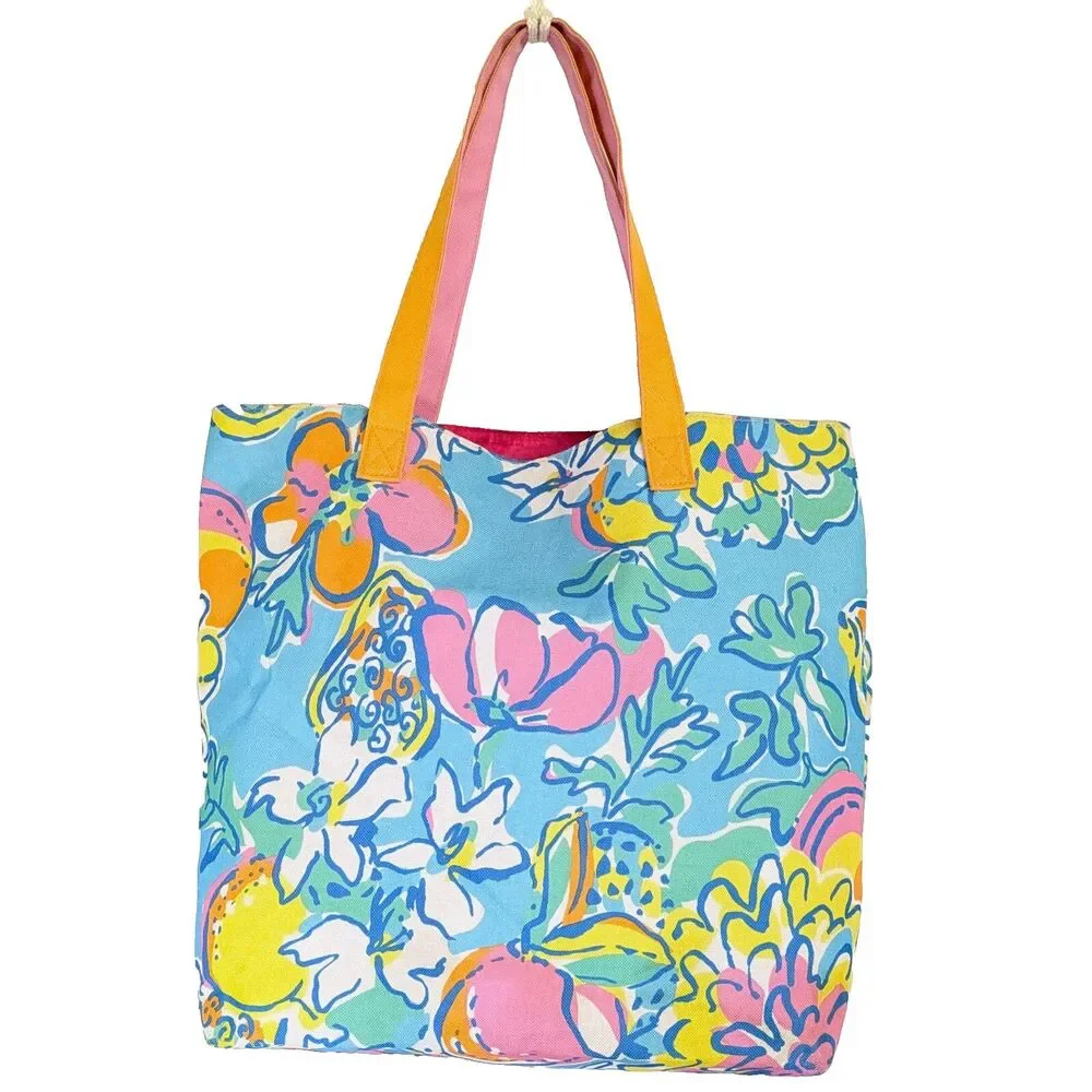 Lilly Pulitzer x Estee Lauder Bright Floral Print Tote Bag Carryall Beach